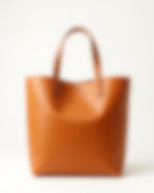 Elegant leather tote bag, minimalist design in a beautiful tan shade, perfect for everyday use.