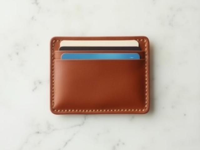 Minimalist leather card holder in rich brown