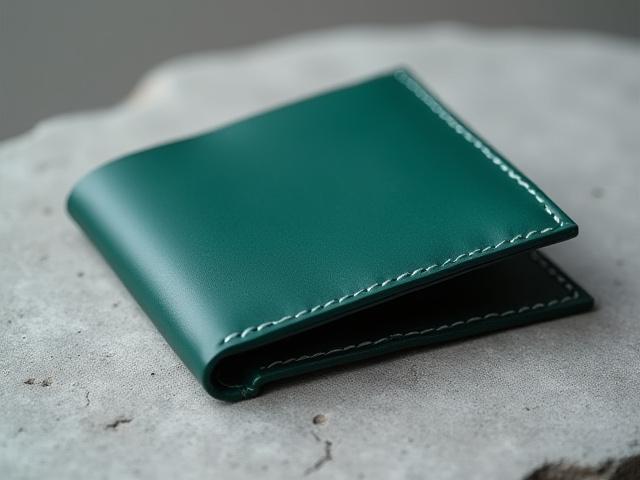 Elegant minimalist bifold wallet crafted from unique deep blue vegetable-tanned leather