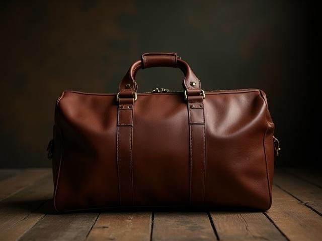 The Traveler Duffel Bag, made from dark brown vegetable-tanned leather