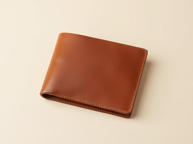 Vega-tanned leather wallet after 6 months of use, showing initial darkening and softening